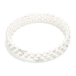 Wholesale metal Memory Wire Beaded Bracelet Pearls Rhinestones L