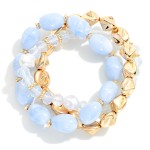 Wholesale set Three Beaded Stretch Bracelets Gold Nugget Beads Marbled Acetate B