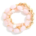 Wholesale set Three Beaded Stretch Bracelets Gold Nugget Beads Marbled Acetate B