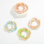 Wholesale set Three Beaded Stretch Bracelets Metal Tones Ombre Beads Faceted Bea