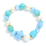 Wholesale acetate Pearl Beaded Stretch Bracelet Porcelain Beach Bead Details D