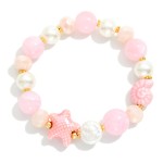 Wholesale acetate Pearl Beaded Stretch Bracelet Porcelain Beach Bead Details D