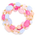 Wholesale set Three Acetate Bead Beaded Bracelets D