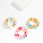 Wholesale set Three Acetate Bead Beaded Bracelets D