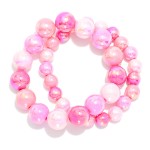 Wholesale set Two Iridescent Bead Beaded Stretch Bracelets D
