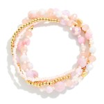 Wholesale set Four Beaded Stretch Bracelets Faceted Beads Heishi Beads Metal Ton