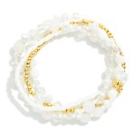 Wholesale set Four Beaded Stretch Bracelets Faceted Beads Heishi Beads Metal Ton