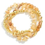 Wholesale set Four Stone Metal Beaded Bracelets D