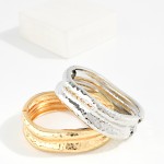 Wholesale hammered Metal Concave Hinged Bangle Bracelet D