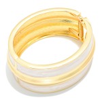 Wholesale marbled Enamel Gold Hinged Bangle Bracelet D