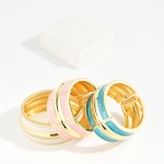 Wholesale marbled Enamel Gold Hinged Bangle Bracelet D
