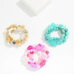 Wholesale set Three Marbled Acetate Bead Beaded Stretch Bracelets D