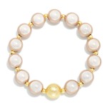 Wholesale translucent Bead Beaded Stretch Bracelet Textured Metal Bead Detail D