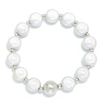 Wholesale translucent Bead Beaded Stretch Bracelet Textured Metal Bead Detail D