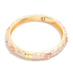 Wholesale marbled Floral Enamel Bangle Hinged Bracelet D