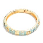 Wholesale marbled Floral Enamel Bangle Hinged Bracelet D