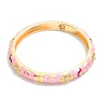 Wholesale marbled Floral Enamel Bangle Hinged Bracelet D