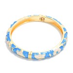 Wholesale marbled Floral Enamel Bangle Hinged Bracelet D
