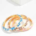 Wholesale marbled Floral Enamel Bangle Hinged Bracelet D