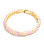 Wholesale marbled Floral Enamel Bangle Hinged Bracelet D