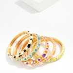 Wholesale metal Bangle Hinged Bracelet Marbled Oval Enamel Detail D