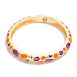 Wholesale metal Bangle Hinged Bracelet Marbled Oval Enamel Detail D