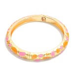 Wholesale metal Bangle Hinged Bracelet Marbled Oval Enamel Detail D