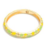 Wholesale metal Bangle Hinged Bracelet Marbled Oval Enamel Detail D