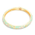 Wholesale marbled Floral Enamel Bangle Hinged Bracelet D