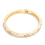 Wholesale marbled Floral Enamel Bangle Hinged Bracelet D