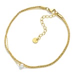 Wholesale layered Metal Chain Link Anklet Pearl D Stainless Steel Water Tarnish