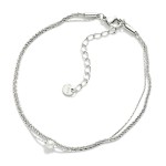 Wholesale layered Metal Chain Link Anklet Pearl D Stainless Steel Water Tarnish