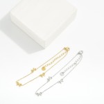 Wholesale metal Chain Link Anklet Bow Stations D Stainless Steel Water Tarnish R