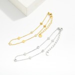 Wholesale chain Link Anklet Metal Circle Clover Charms Stainless Steel D Extende