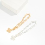 Wholesale chain Link Bracelet Hammered Metal Plus Cross Toggle Clasp D