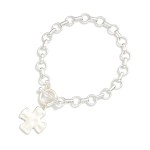 Wholesale chain Link Bracelet Hammered Metal Plus Cross Toggle Clasp D