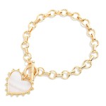 Wholesale chain Link Bracelet Pearlescent Heart Toggle Clasp D