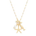 Wholesale linked Metal Bead Pearl Necklace Metal Starfish Fish Pendant L