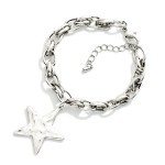 Wholesale double Link Chain Link Bracelet Hammered Metal Star Charm D Extender L