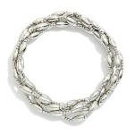 Wholesale set Four Metal Cylinder Bead Beaded Stretch Bracelets D