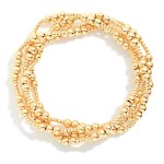 Wholesale set Four Metal Beaded Stretch bracelets D