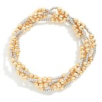 Wholesale set Four Metal Beaded Stretch bracelets D
