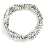 Wholesale set Four Metal Beaded Stretch bracelets D