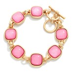 Wholesale metal Bracelet Glitter Resin Squared Stations Toggle Clasp