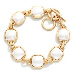 Wholesale metal Bracelet Glitter Resin Squared Stations Toggle Clasp