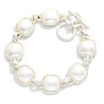 Wholesale metal Bracelet Glitter Resin Squared Stations Toggle Clasp
