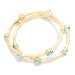 Wholesale set Two Hammered Metal Bangle Bracelet Glitter Resin Clover