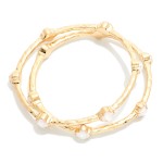 Wholesale set Two Hammered Metal Bangle Bracelet Glitter Resin Clover