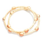 Wholesale set Two Hammered Metal Bangle Bracelet Glitter Resin Oval Stations
