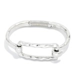 Wholesale hammered Metal Hinged Bangle Bracelet Hollow Rectangle D